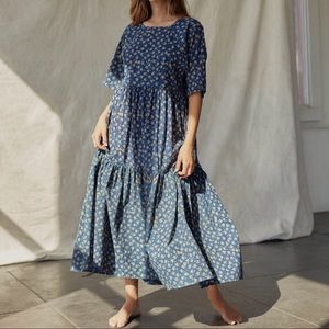 theo dress in navy poppy